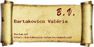 Bartakovics Valéria névjegykártya